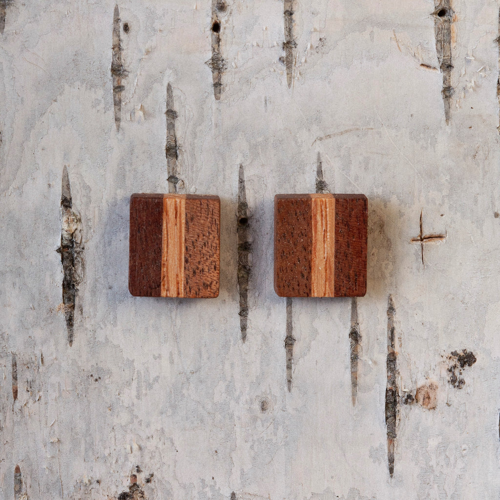 Walnut and Maple stud earrings