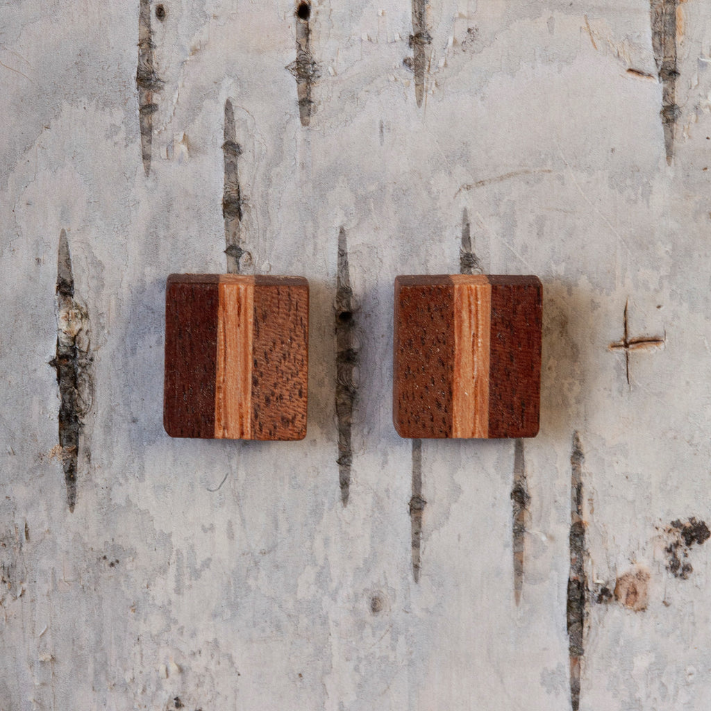 Walnut and Maple stud earrings
