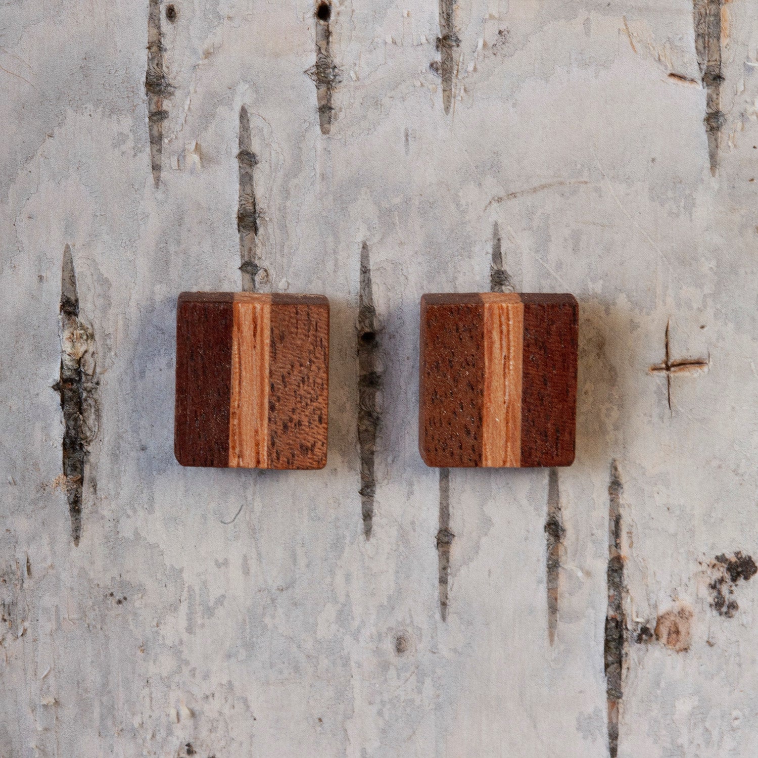 Walnut and Maple stud earrings