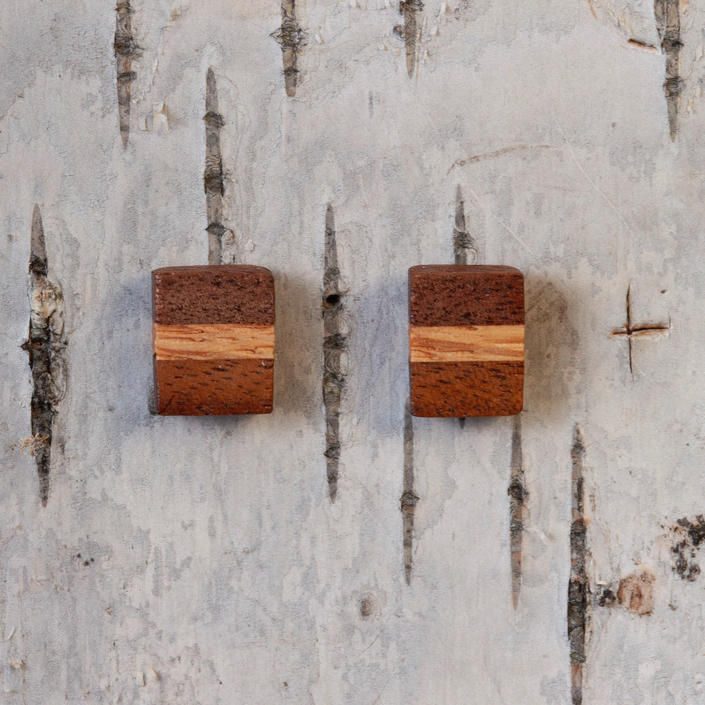 Walnut and Maple Stud Earrings