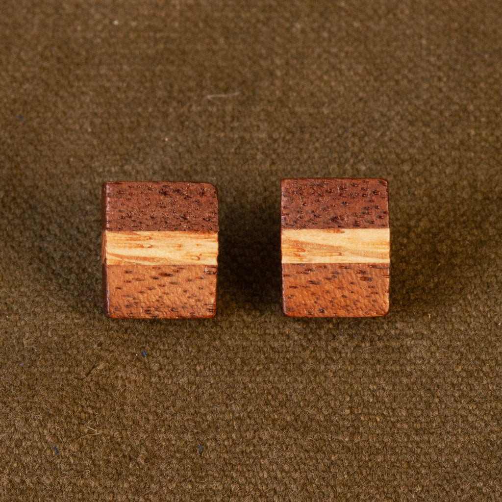 Walnut and Maple Stud Earrings