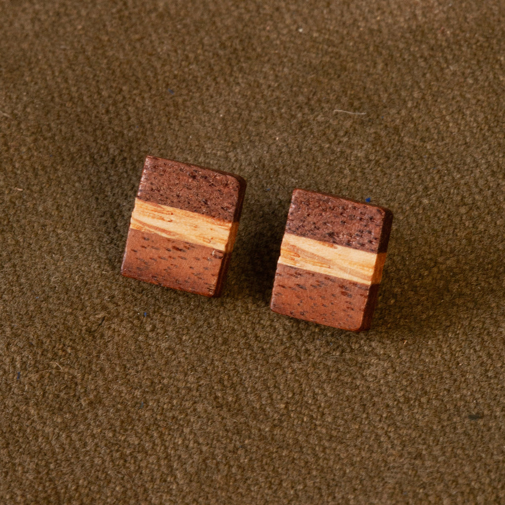 Walnut and Maple Stud Earrings